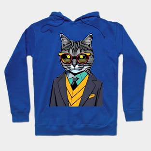 Cat Boss wearing a suit and sunglasses Hoodie